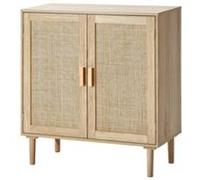VEVOR Armoire de rangement en rotin avec 2 portes et étagères réglables naturel Bois