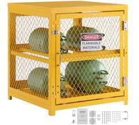 VEVOR Armoire de Sécurité pour Bouteilles de Gaz 78,8x76,3x88,9 cm, Cage pour Bouteille de Propane Capacité 4x15 kg, Revêtement en Poudre Jaune, Cabine de Stockage pour Fréon, Gaz, Oxygène, Azote