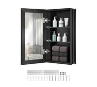 VEVOR Armoire de Toilette Miroir, 355 x 610 mm, Meuble de Salle de Bain, avec Miroir, Cadre en Aluminium et étagères réglables à 2 Couches, Installation encastrée et Murale