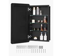 VEVOR Armoire à Pharmacie, 420 x 700 mm, Placard de Rangement de Salle de Bain pour médicaments, avec Miroir, Cadre en Aluminium et étagères réglables à 3 Couches, Installation encastrée et Murale