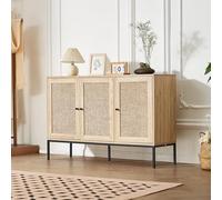 VEVOR Armoire en rotin 120 x 36 x 80 cm, Armoire de Rangement en rotin avec 3 Portes magnétiques et étagères réglables, Commode en rotin Polyvalente, Buffet pour Couloir, entrée, Cuisine, Naturel