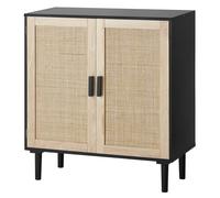 VEVOR Armoire en rotin 80 x 37,5 x 88 cm, armoire de rangement en rotin avec 2 portes magnétiques et étagères réglables, commode en rotin polyvalente, buffet pour couloir, entrée, salon, cuisine, noir