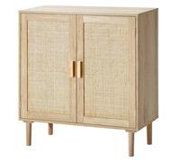 VEVOR Armoire en rotin 80 x 37,5 x 88 cm, Armoire de Rangement en rotin avec 2 Portes magnétiques et étagères réglables, Commode en rotin Polyvalente, Buffet pour Couloir, entrée, Cuisine, Naturel