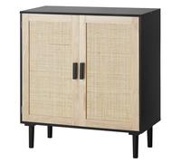 VEVOR Armoire en rotin 80 x 37,5 x 88 cm, armoire de rangement en rotin avec 2 portes magnétiques et étagères réglables, commode en rotin polyvalente, buffet pour couloir, entrée, salon, cuisine, noir
