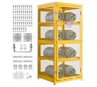 VEVOR Armoire Horizontale pour Bouteilles de Gaz, 762x762x1785 mm, Cage de Sécurité Stockage, 4 Niveaux pour 8 Bouteilles, Serrure et Clés, Acier Carbone Thermolaqué, pour Propane Oxygène Azote, Jaune