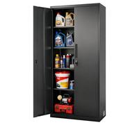 VEVOR Armoire Métallique 175 cm 5 Niveaux, Meuble de Rangement en Acier Verrouillable, pour Dossier Outils Atelier Garage Bureau, avec 4 Étagères Réglables, 2 Portes Magnétiques et 2 Clés, Noir