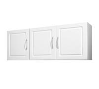 VEVOR Armoire murale de buanderie à 2 niveaux, placard de rangement suspendu avec étagère réglable, meuble de rangement avec 3 portes pour cuisine, garage, salle de bain, 31,6 x 137,2 x 51,6 cm, blanc