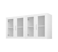 VEVOR Armoire murale de buanderie à 2 niveaux, placard de rangement suspendu avec étagère réglable, meuble de rangement avec 4 portes pour cuisine, garage, salle de bain, 30,5 x 122 x 61 cm, blanc