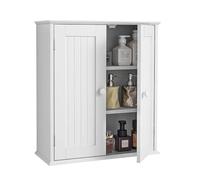 VEVOR Armoire murale de salle de bain, 2 portes et étagère réglable, armoire à pharmacie au-dessus des toilettes, organisateur suspendu peu encombrant avec étagères pour buanderie, cuisine, blanc