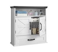 VEVOR Armoire murale de salle de bain, 2 portes et étagère réglable, armoire à pharmacie au-dessus des toilettes, organisateur suspendu avec tiroir et cloison ouverte pour buanderie, cuisine, blanc