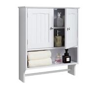 VEVOR Armoire murale de salle de bain, 2 portes et étagère réglable, armoire à pharmacie au-dessus des toilettes, meuble suspendu, cloison ouverte et porte-serviettes, pour buanderie, cuisine, blanc