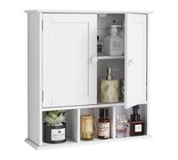 VEVOR Armoire murale de salle de bain, 2 portes et étagère réglable, armoire à pharmacie de rangement au-dessus des toilettes, organiseur suspendu avec cloison ouverte pour buanderie, cuisine, blanc