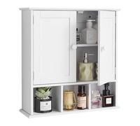 VEVOR Armoire murale de salle de bain, 2 portes et étagère réglable, armoire à pharmacie de rangement au-dessus des toilettes, organiseur suspendu avec cloison ouverte pour buanderie, cuisine, blanc