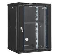 VEVOR Armoire réseau murale 15U avec porte en verre trempé verrouillable et panneaux latéraux pour équipement informatique de 48,3 cm, appareils A/V, capacité de charge maximale au sol de 226,8 kg