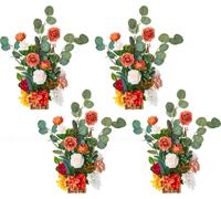 VEVOR Arrangements floraux artificiels, 4 pièces, 450x250x250 mm Décorations florales artificielles, pièces centrales florales orange pour les mariages, cérémonies, fêtes, décoration de table et de ma