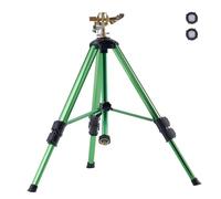 VEVOR Arroseur à impact sur base de trépied, arroseur trépied robuste avec tête en laiton et connecteur de 1,9 cm, couverture à 360 degrés, arroseur d'irrigation à hauteur réglable pour cour vert
