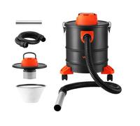 VEVOR Aspirateur à Cendres 20 L 1200 W, Aspirateur Cheminée avec Roulettes et Cuve en Acier, pour Poêle à Granulés, Poêle à Bois, Brasero et Barbecue, Double Filtration, Flexible 1,2 m, Noir et Orange