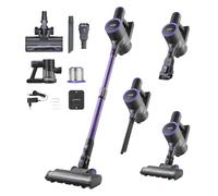 VEVOR Aspirateur Balai sans Fil à Aspiration Puissante 25 kPa, Aspirateur Laveur Rechargeable Anti-enchevêtrement avec Bac à Poussière, Léger avec Autonomie de 35 Minutes, pour Tapis Poils Sols Durs