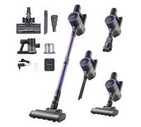 VEVOR Aspirateur Balai sans Fil à Aspiration Puissante 25 kPa, Aspirateur Laveur Rechargeable Anti-enchevêtrement avec Bac à Poussière, Léger avec Autonomie de 35 Minutes, pour Tapis Poils Sols Durs