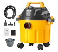 VEVOR Aspirateur eau et poussière 10 L, aspirateur d'atelier sec humide portable léger, 2,5 CV max, aspiration et soufflerie efficaces avec buse, roulettes, pour tapis, débris, poils d'animaux, jaune