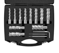 VEVOR Assortiment de Fraises à Carotter 11PCs Fraise Annulaire Attaches Weldon Diamètre 11-27 mm Profondeur de Perçage 50,8 mm en Acier Rapide HSS Accessoires pour Perceuse Magnétique Perçage Métaux