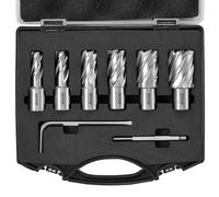 VEVOR Assortiment de Fraises à Carotter 6PCs Fraise Annulaire Attaches Weldon Diamètre 13-27 mm Profondeur de Perçage 25 mm en Acier Rapide HSS Accessoires pour Perceuse Magnétique Perçage Métaux