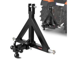 VEVOR Attelage 3 Points avec Récepteur 5 cm, Fixation Rapide 3 Points, avec 3 Boules de Remorquage, Adaptateur Barre de Remorquage Robuste pour Travaux Agricoles pour Plupart Tracteurs à Attelage 5 cm