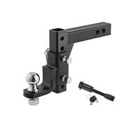 VEVOR Attelage de remorque réglable, pour récepteurs 50 mm, Support de Boule d'attelage remorque Robuste, en Acier au Carbone, avec Boule et goupille, 3400 kg, Chute 210 à 229 mm, pour Camion, Noir