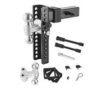 VEVOR Attelage de Remorque Réglable, Support de Boule d'Attelage Hauteur 254 mm Convient au Récepteur 63,5 mm, avec Boules 50 mm et 58,7 mm, Capacité 9980 kg, Goupille Antivol, pour Remorquage Camion