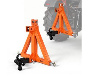 VEVOR Attelage Remorque 3 Points avec 2 Récepteurs 50,8 mm Triangle d'Attelage avec 3 Boules et Crochet, Adaptateur pour Tracteur Catégorie 1, Compatible avec Kubota, Ford, John Deere, Massey Ferguson