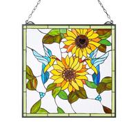 VEVOR Attrape-soleil Vitrail 52x50,2 cm, Vitrail Suspendu avec Chaîne, Style Tiffany, Rectangle Vertical, Artisanat Traditionnel Vintage pour la Décoration de la Cuisine et de la Maison Fenêtre