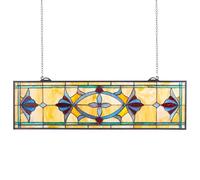 VEVOR Attrape-soleil Vitrail 81,3 x 25 cm, Vitrail Suspendu avec Chaîne, Style Tiffany, Rectangle Horizontal, Artisanat Traditionnel Vintage pour la Décoration de la Cuisine et de la Maison Fenêtre