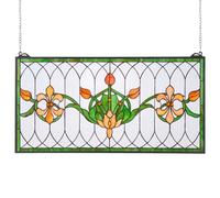 VEVOR Attrape-soleil Vitrail 81x43,3 cm, Vitrail Suspendu avec Chaîne, Style Tiffany, Rectangle Horizontal, Artisanat Traditionnel Vintage pour la Décoration de la Cuisine et de la Maison Fenêtre