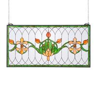 VEVOR Attrape-soleil Vitrail 81x43,3 cm, Vitrail Suspendu avec Chaîne, Style Tiffany, Rectangle Horizontal, Artisanat Traditionnel Vintage pour la Décoration de la Cuisine et de la Maison Fenêtre