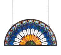 VEVOR Attrape-Soleil Vitrail de 91,3 x 46,5 cm, Vitrail Suspendu de Style Tiffany avec Chaîne, Demi-Rond, Artisanat Traditionnel Vintage pour la Décoration de la Cuisine et de la Maison Fenêtre