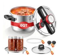 VEVOR Autocuiseur 6 L, Casserole Pression en Acier Inox avec Panier Cuisson et Couvercle en Verre Trempé, 3 Niveaux de Pression jusqu'à 100 kPa, pour Viande Riz Soupes Sauces, Compatible Tous Feux