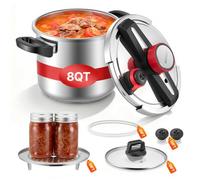 VEVOR Autocuiseur 7 L, Casserole Pression en Acier Inox avec Panier Cuisson et Couvercle en Verre Trempé, 3 Niveaux de Pression jusqu'à 100 kPa, pour Viande Riz Soupes Sauces, Compatible Tous Feux