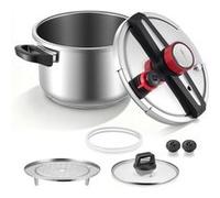 VEVOR Autocuiseur 9L en Acier Inox 3 Niveaux de Pression Pour Viande Riz Soupes Sauces Argent