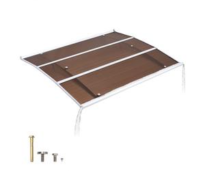 VEVOR Auvent de Porte d'Entrée 100x120 cm Marquise de Porte d'Extérieur en Polycarbonate pour Fenêtres de Porches Balcons, Protection contre Pluie, Neige, Soleil, avec Drainage, Support Métal, Marron