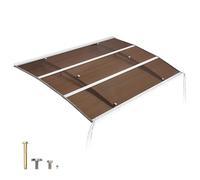 VEVOR Auvent de Porte d'Entrée 100x150 cm Marquise de Porte d'Extérieur Polycarbonate pour Fenêtres de Porches Balcons, Protection Contre Pluie, Neige, Soleil, avec Drainage, Support Métal, Marron