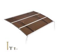 VEVOR Auvent de Porte d'Entrée 100x150 cm Marquise de Porte d'Extérieur Polycarbonate pour Fenêtres de Porches Balcons, Protection contre Pluie, Neige, Soleil, avec Drainage, Support Métal, Marron