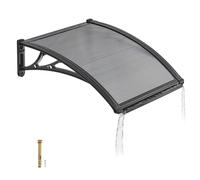 VEVOR Auvent de Porte d'Entrée 61x60 cm Marquise de Porte Extérieur Polycarbonate pour Fenêtres de Porche Balcon, Protection contre la Pluie, la Neige, le Soleil, avec Drainage, Support ABS, Gris Fumé