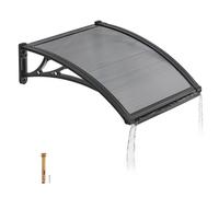 VEVOR Auvent de Porte d'Entrée 61x60 cm Marquise de Porte Extérieur Polycarbonate pour Fenêtres de Porche Balcon, Protection contre la Pluie, la Neige, le Soleil, avec Drainage, Support ABS, Gris Fumé