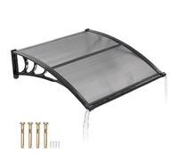 VEVOR Auvent de Porte d'Entrée 96,5x101,7 cm Marquise de Porte Extérieur en Polycarbonate pour Fenêtres Porche Balcon, Protection contre Pluie, Neige, Soleil, avec Drainage, Support ABS, Gris Fumé