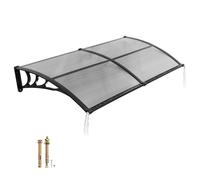 VEVOR Auvent de Porte d'Entrée 96,5x198,7 cm Marquise de Porte d'Extérieur Polycarbonate pour Fenêtres de Porches Balcons, Protection contre Pluie, Neige, Soleil, avec Drainage, Support ABS, Gris Fumé