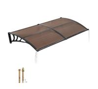 VEVOR Auvent de Porte d'Entrée 96,5x198,7 cm Marquise de Porte d'Extérieur Polycarbonate pour Fenêtres de Porches Balcons, Protection Contre Pluie, Neige, Soleil, avec Drainage, Support ABS, Marron