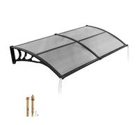 VEVOR Auvent de Porte d'Entrée 96,5x198,7 cm Marquise de Porte d'Extérieur Polycarbonate pour Fenêtres de Porches Balcons, Protection contre Pluie, Neige, Soleil, avec Drainage, Support ABS, Gris Fumé