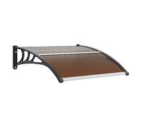 VEVOR Auvent de Porte d'Entrée 965x1017 mm Marquise de Porte Extérieure en Polycarbonate Marron Auvent de Fenêtres UPF 50+ Support ABS Résistant Abri de Protection Contre Les UV, la Pluie, la Neige
