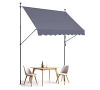 VEVOR Auvent de terrasse rétractable 250 x 120 cm, store banne manuel avec manivelle, hauteur réglable 218-310 cm, abri pare-soleil extérieure de balcon résistant aux UV pour patio, balcon, cour, gris