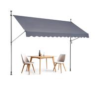 VEVOR Auvent de terrasse rétractable 350 x 120 cm, store banne manuel avec manivelle, hauteur réglable 218-310 cm, abri pare-soleil extérieure de balcon résistant aux UV pour patio, balcon, cour, gris